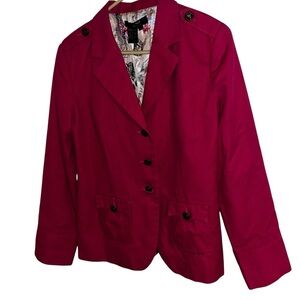 Twiggy of London 100% cotton dark pink preppy blazer jacket size L large